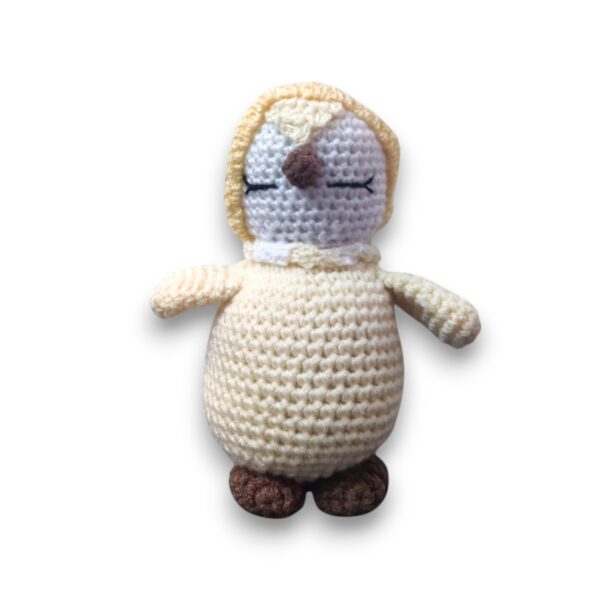 Cream-Penguin-Main Handmade Crochet Penguin Plush Toy, Cream and Grey, Amigurumi Toy
