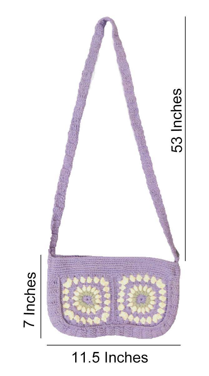 Handmade Crochet, Crossbody Sling Bag - Lavender color - Image 2
