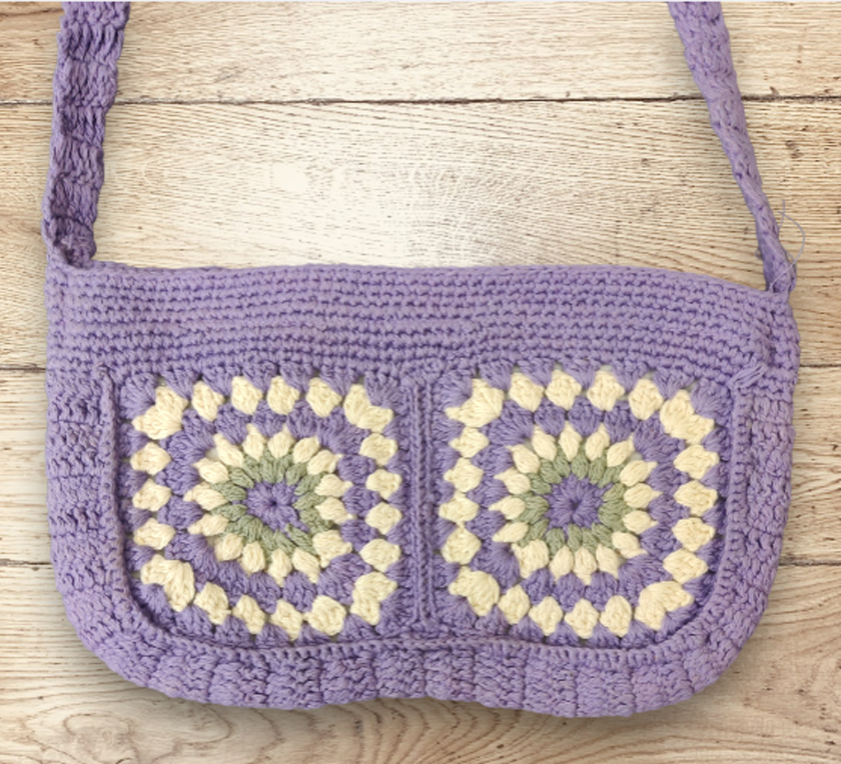 Handmade Crochet, Crossbody Sling Bag - Lavender color - Image 3
