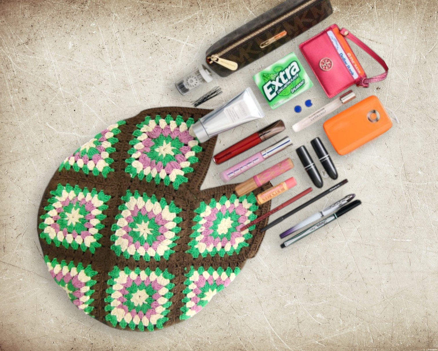 Handmade Crochet Granny Square Bag with Zipper - Brown Color - Image 3