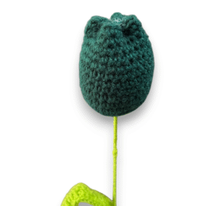 Handmade Crochet Tulip, Olive Green Color, Decorative Artificial Flower with Stem, Single Stem