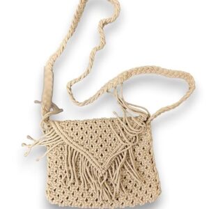 Handmade Macrame BOHO Sling Bag – Beige Color2 Handmade Macrame BOHO Sling Bag - Beige Color