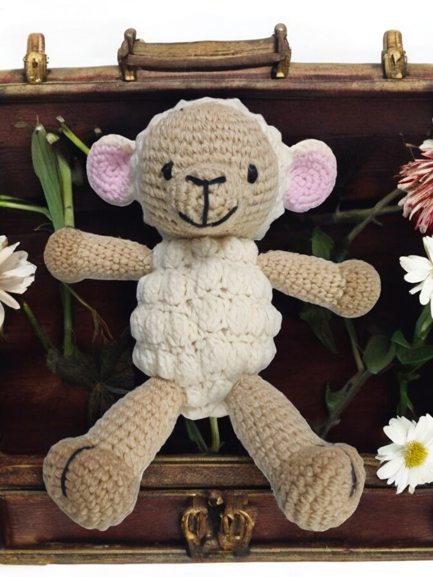 Handmade, Sheep Crochet Toy for Kid, Baby, Teens - 100% Cotton Yarn - Image 2
