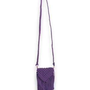 Handmade, Macrame Crossbody Bags for Women and Girls, Long Sling, Zipper, Small size, Purple color