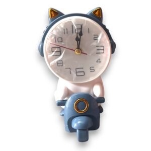 Cute Astronaut Scooter Alarm Clock, Kids Room Decor, White and Grey Clock with Cat Ears