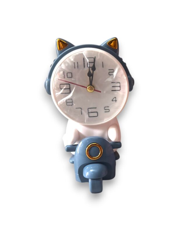 Scooter-clock-main Cute Astronaut Scooter Alarm Clock, Kids Room Decor, White and Grey Clock with Cat Ears