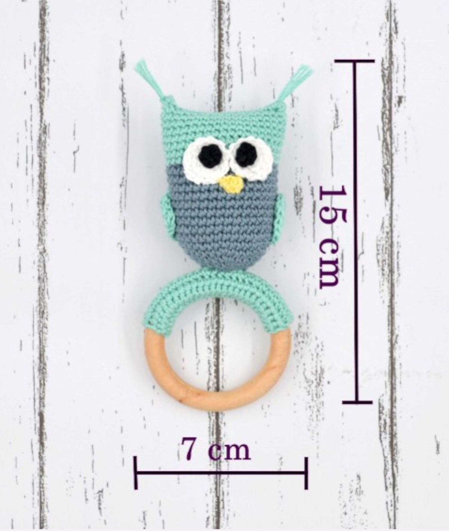 Handmade Crochet Owl Toy for Babies with Ring - Image 2
