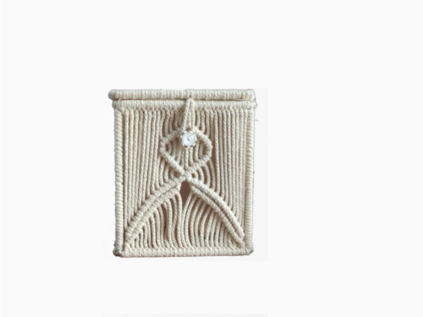 Tissue-holder-Main Macrame, Handmade Tissue Holder, White Color, with Free Tissue Box Inside
