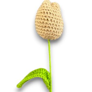 Handmade Crochet Tulip, Brown Color, Decorative Artificial Flower with Stem, Single Stem