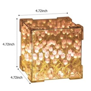 Infinity Tulip Lamp, Assembled, Cube Mirror Lamp with Infinite Tulip Lights
