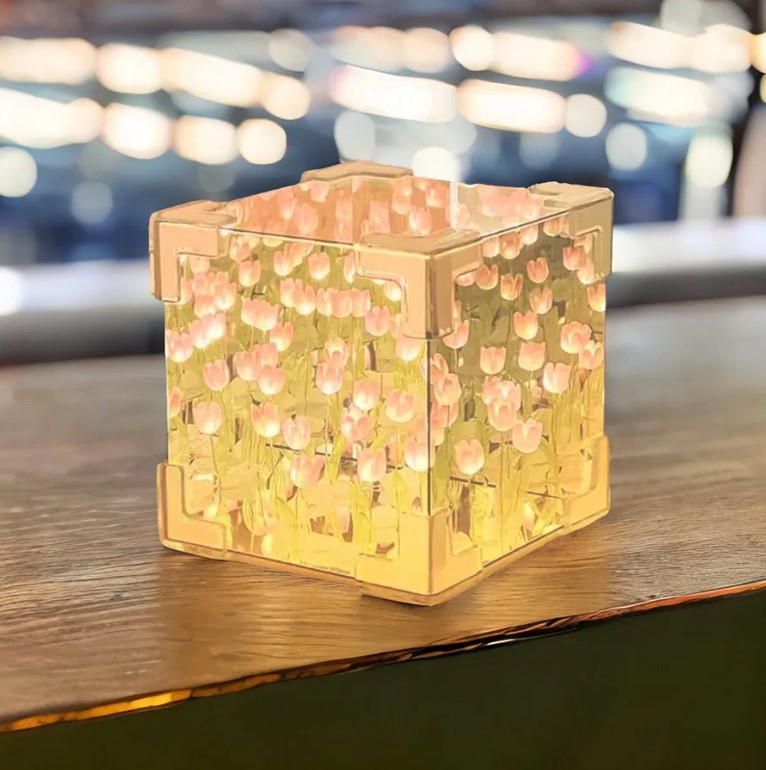 Infinity Tulip Lamp, Assembled, Cube Mirror Lamp with Infinite Tulip Lights - Image 3