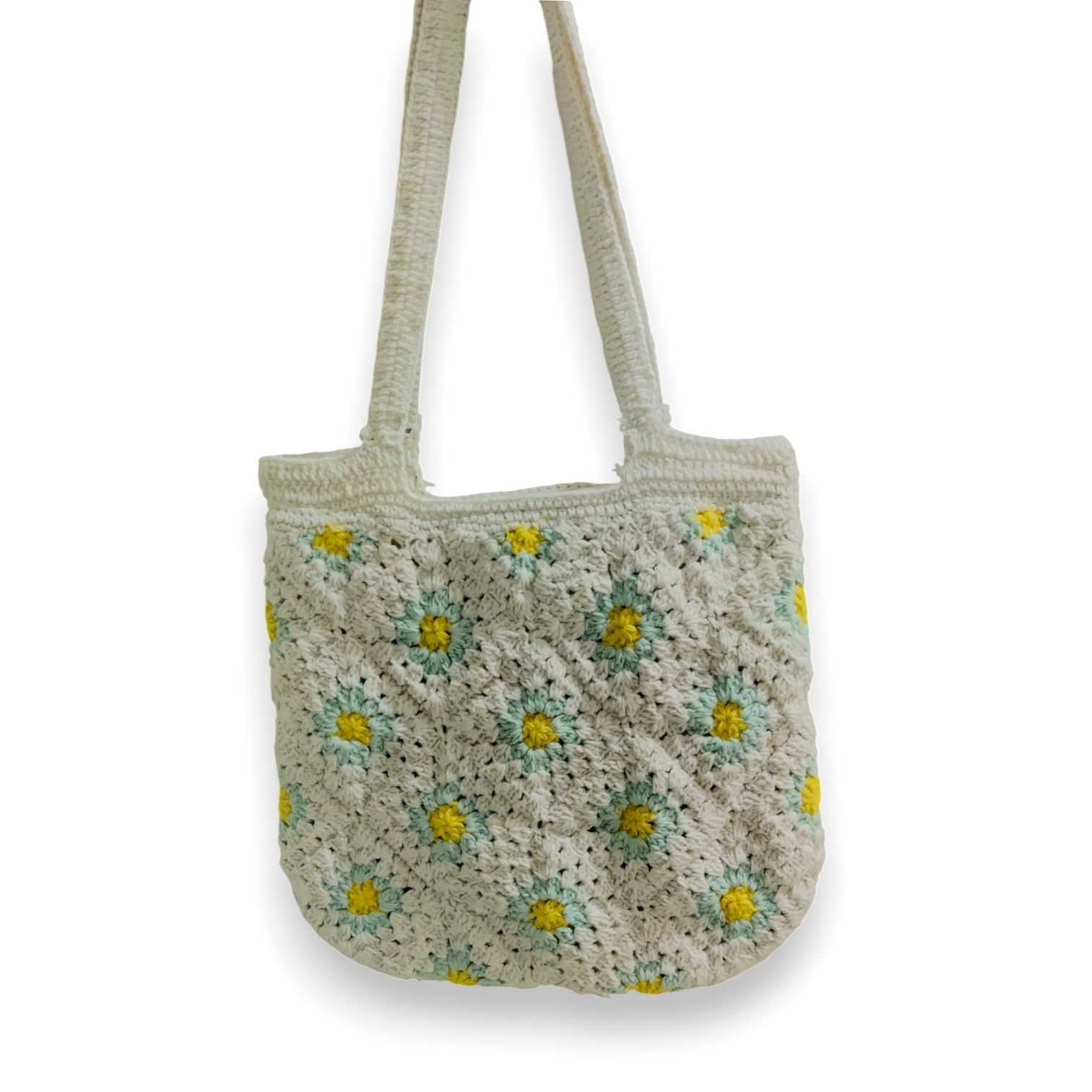 Handmade Crochet Sunflower Design, Granny Bag with Zipper