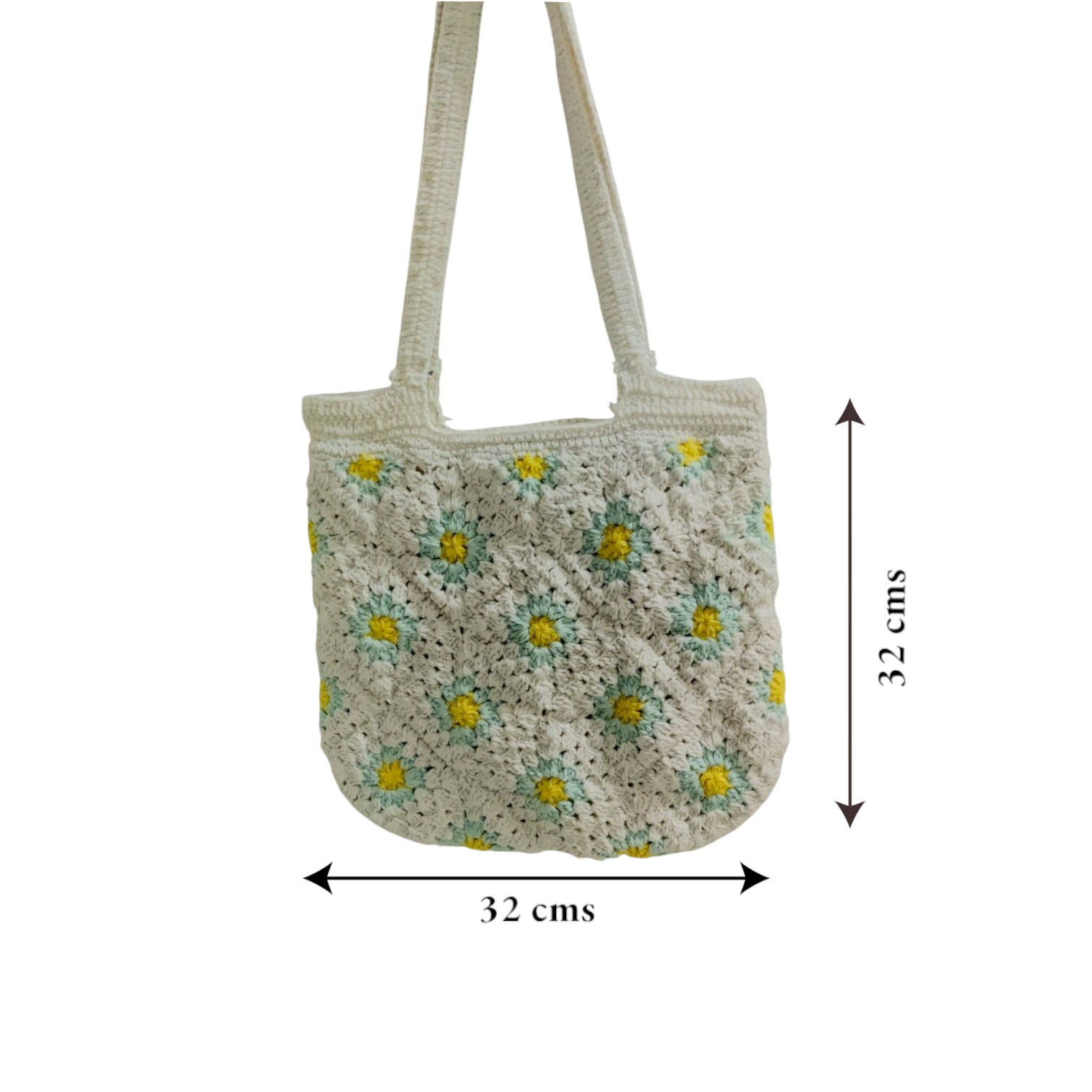 Handmade Crochet Sunflower Design, Granny Bag with Zipper - Image 2